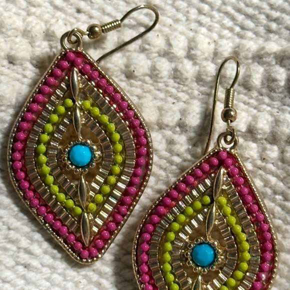 None Jewelry - Funky Bohemian Beaded Drop Earrings